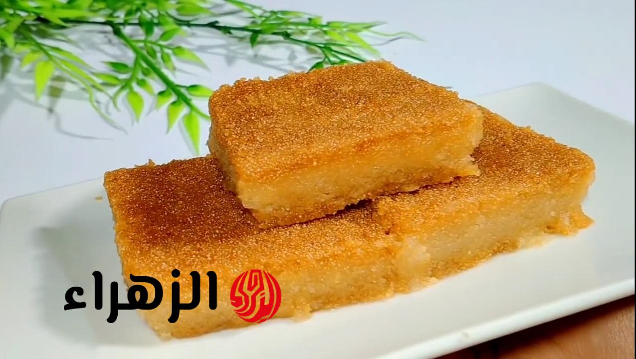 طريقة عمل بسبوسة المحلات الأصلية بخطوات محلات الحلويات والنتيجة رائعة