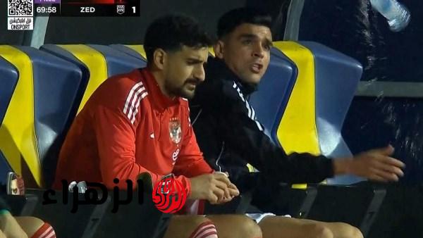 أشرف بن شرقي يغضب بعد استبداله في مباراة الأهلي وزد بالدوري المصري