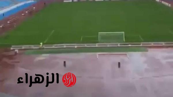 أمطار غزيرة تضرب ملعب رادس قبل مباراة الأهلي والترجي بدوري أبطال أفريقيا