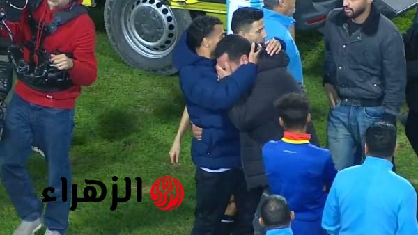 تطورات حالة محمد حمدي بعد بلع لسانه بمباراة بيراميدز وبتروجت وهاني أبوريدة يطمئن عليه