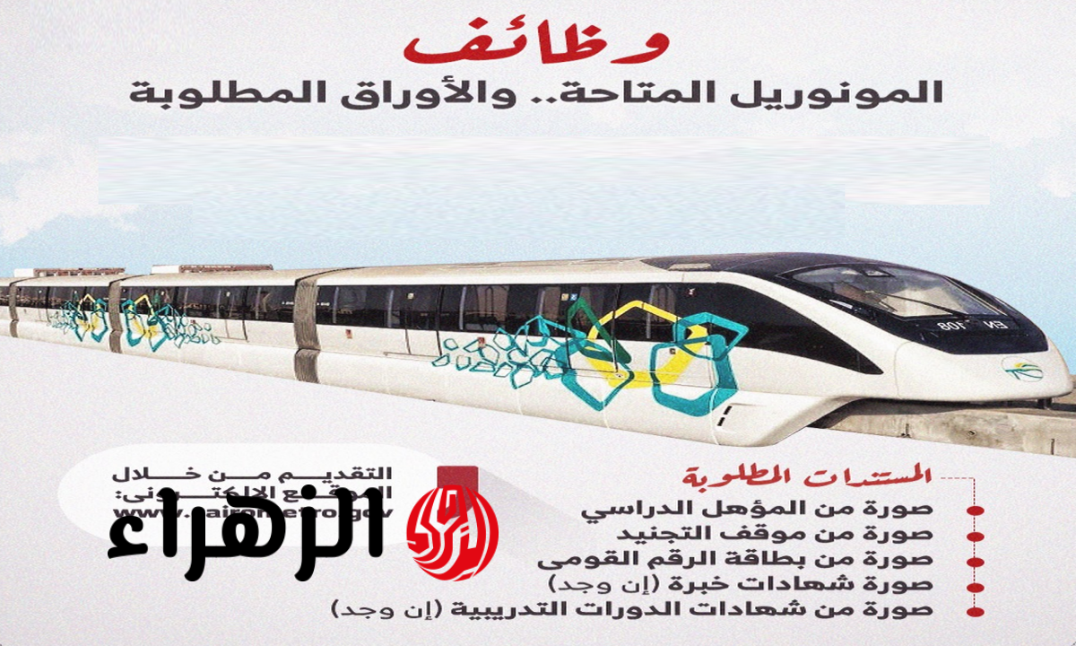 وظائف المونوريل 2026.. تفاصيل 25 ألف فرصة عمل مباشرة وغير مباشرة