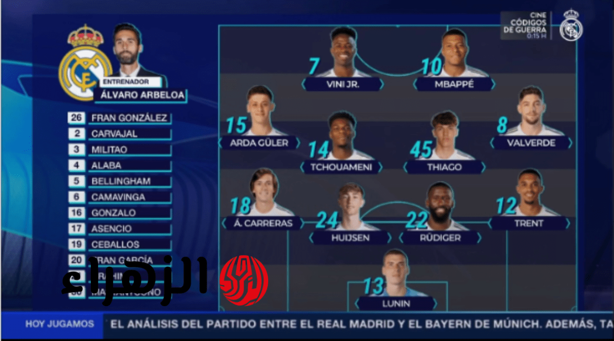 تشكيلة ريال مدريد اليوم ضد بايرن موينخ real madrid vs bayern في إياب ربع نهائي بطولة دوري أبطال أوروبا