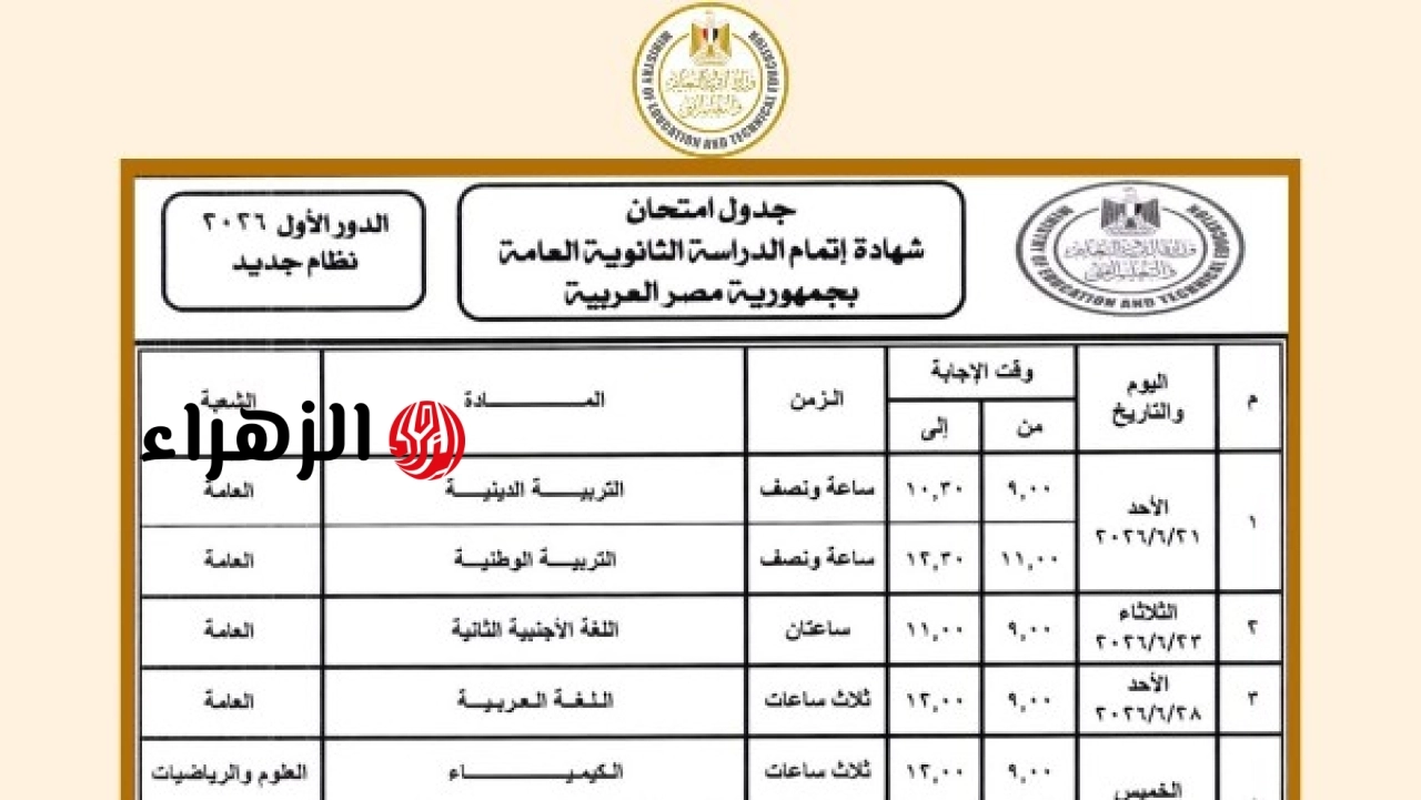 وزارة التربية والتعليم تعلن موعد بدء امتحانات الثانوية العامة لعام 2026 وامتحان التربية الدينية ينطلق غداً التاسعة صباحاً